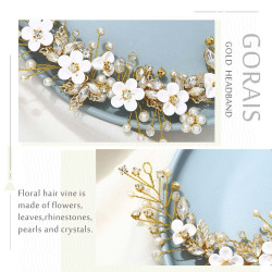 Gorais Flower – Ślubna ozdoba do włosów z kryształkami i perłami