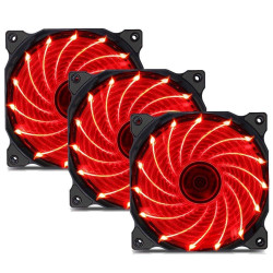 upHere – Zestaw 3 cichych wentylatorów 120 mm z czerwonym podświetleniem LED (model 15R3-3)