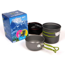 Caidi Outdoor – Zestaw naczyń kempingowych (2 szt.) z patelnią i garnkiem