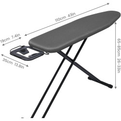 VIOFOTT Deluxe – Szeroka Deska do Prasowania 34 x 131 cm z Grubej Stali, 100% Bawełna, Składana i Regulowana