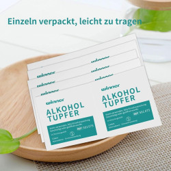 Winner Medical – Zestaw 200 szt. nasączonych gazików alkoholowych 75% etanol, 4-warstwowe, bawełna 100%, 6 x 6 cm